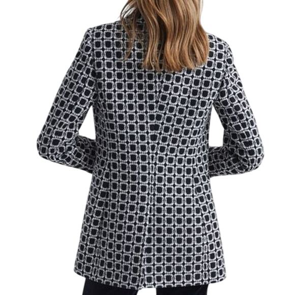 Reiss NWOT Bianca Single Breasted Jacquard Pattern Blazer Black & White Size 4 - Picture 2 of 10